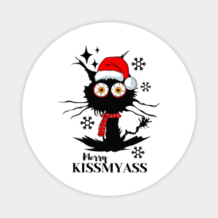 Merry Kissmyass Funny Cat Christmas Lights Magnet